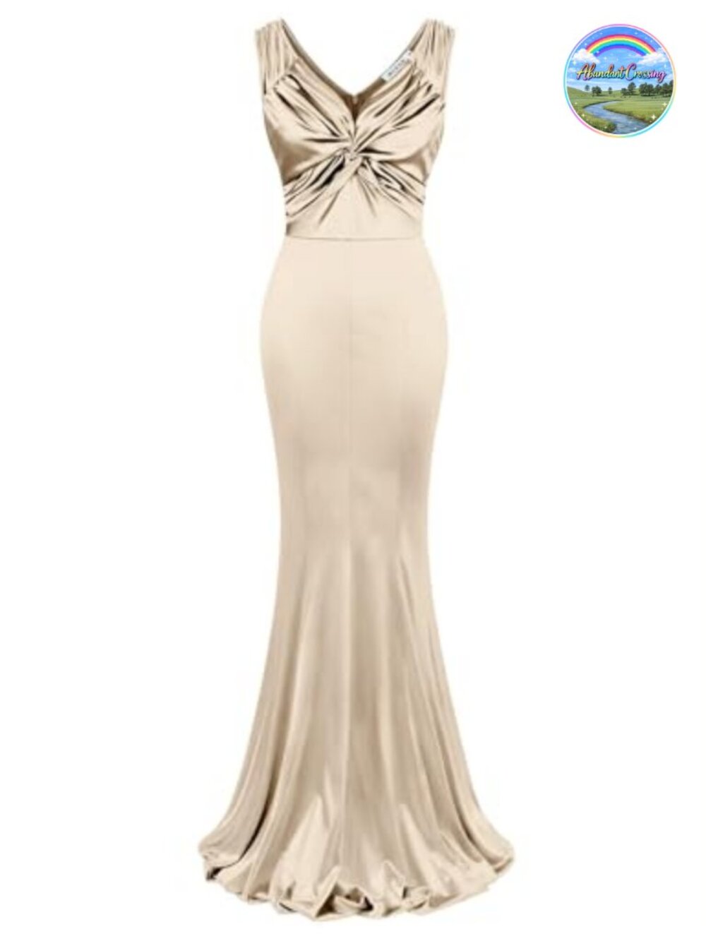 Vintage Sleeveless Ruffle V Neck Mermaid Hem Evening Gown Dress
